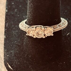 Vintage style silver and diamond ring, 7.75